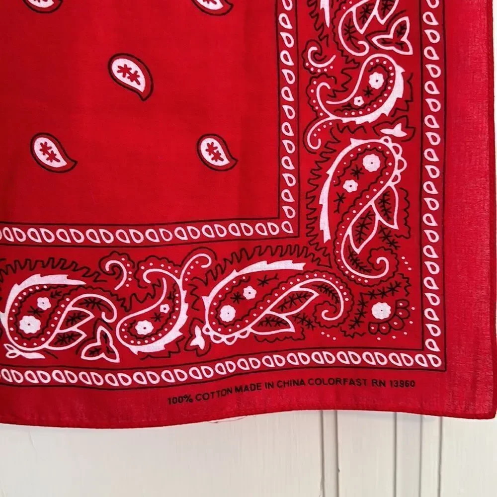 Paris Accessories red,‎ white & black paisley print cotton bandanna square scarf